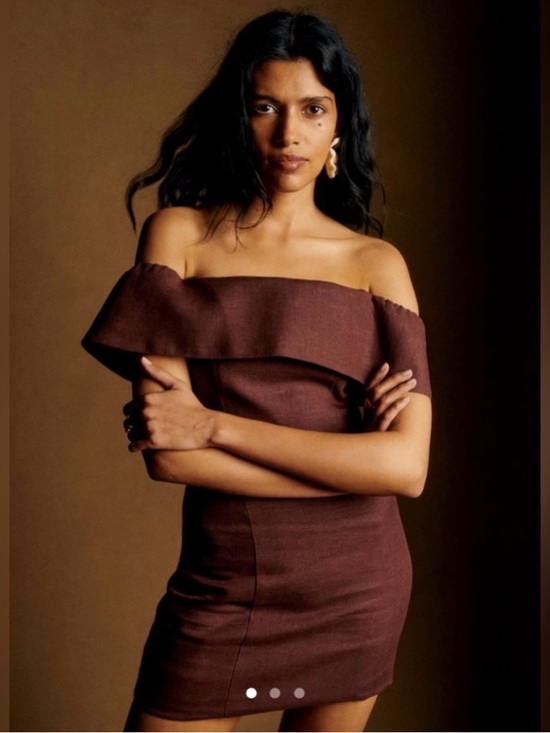 Sezane Dresses & Skirts - Sezane Off-Shoulder Mini Dress in Deep Brown